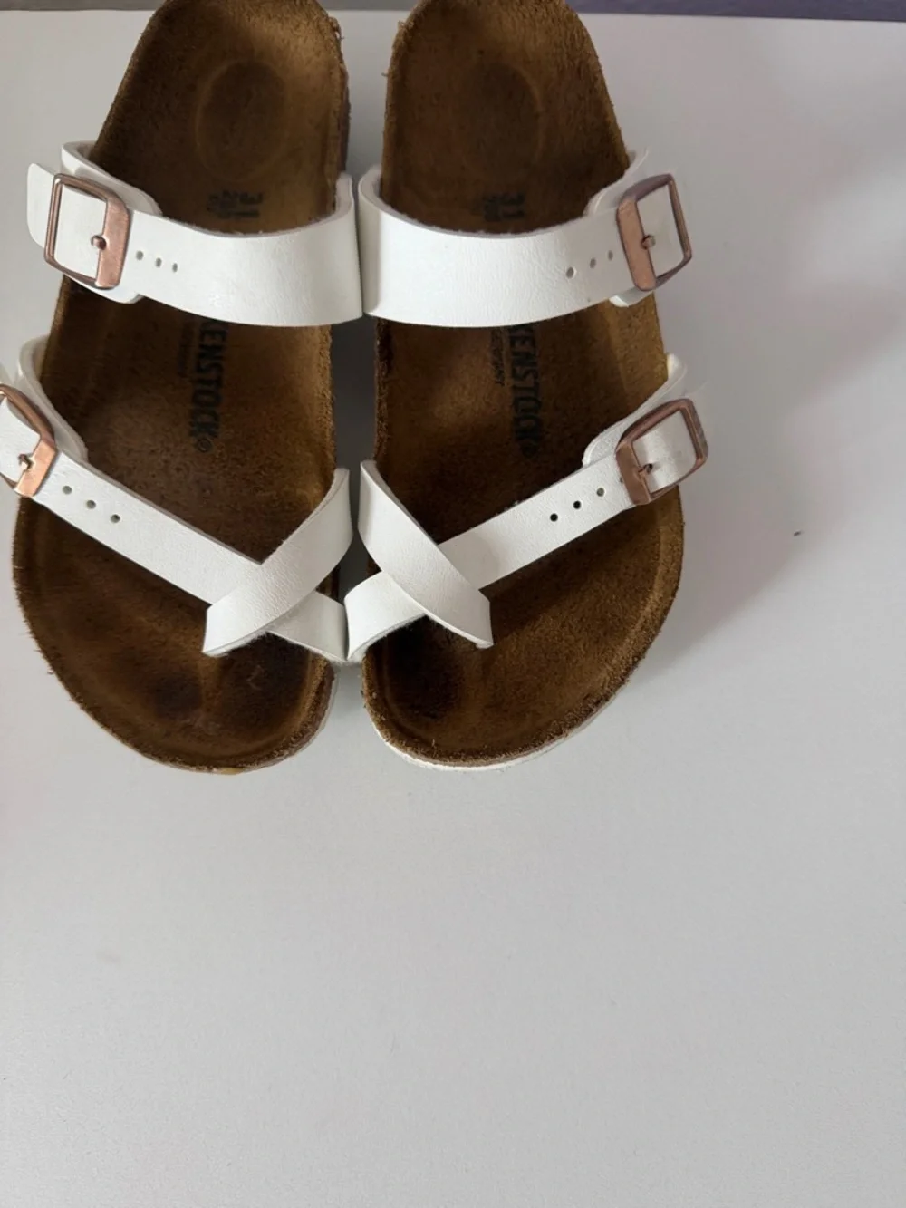 Birkenstock Kids White Two-Strap Toe-Loop Sandals